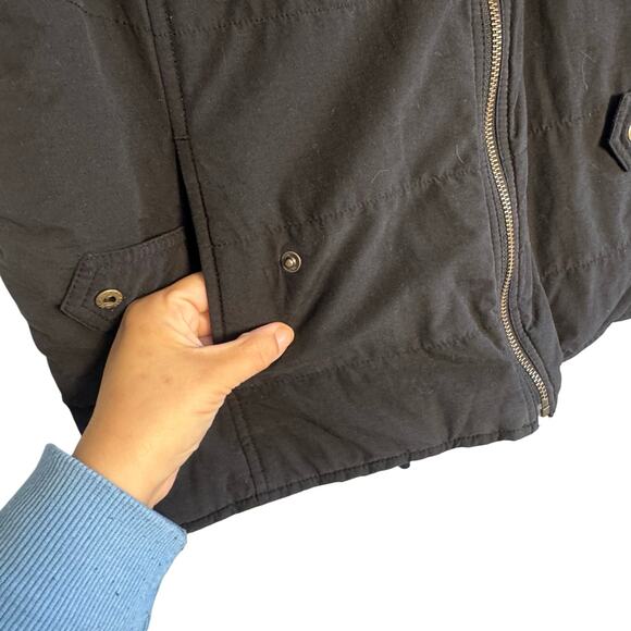 Charter Club Reversible Faux Fur Vest Size Large Black Brown Cozy Winter Layer - Picture 6 of 6